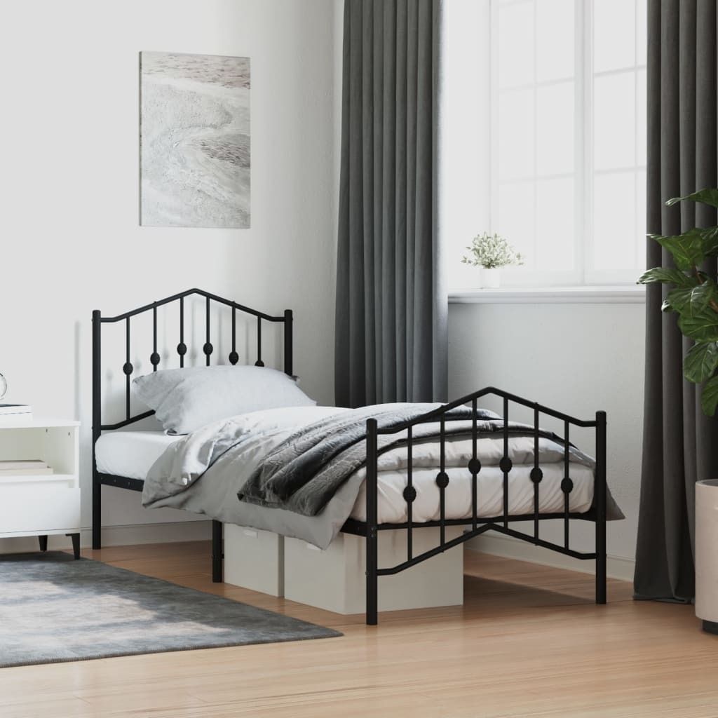 Maison Exclusive - Bettgestell mit Kopf- und Fußteil Metall Schwarz 80x200 cm