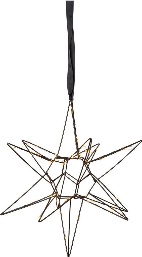 Hängender 3D Metallstern Lizzy 60 LEDs schwarz, Ø 47cm