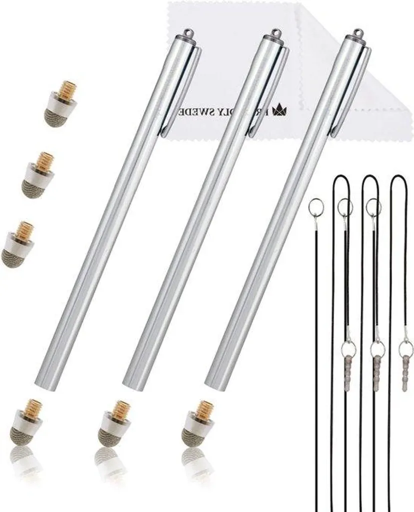 Grand stylet tactile télescopique 185 cm avec embout maille argenté XL