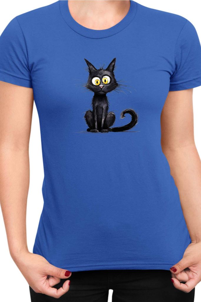 Damen T-Shirt Funny Cats Breeds Bombay Cat 014, Lady L / Blau