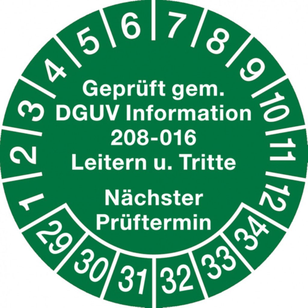 Dreifke Prüfplakette ab 29 gem. DGUV Information 208-01 - 30 mm Foli...