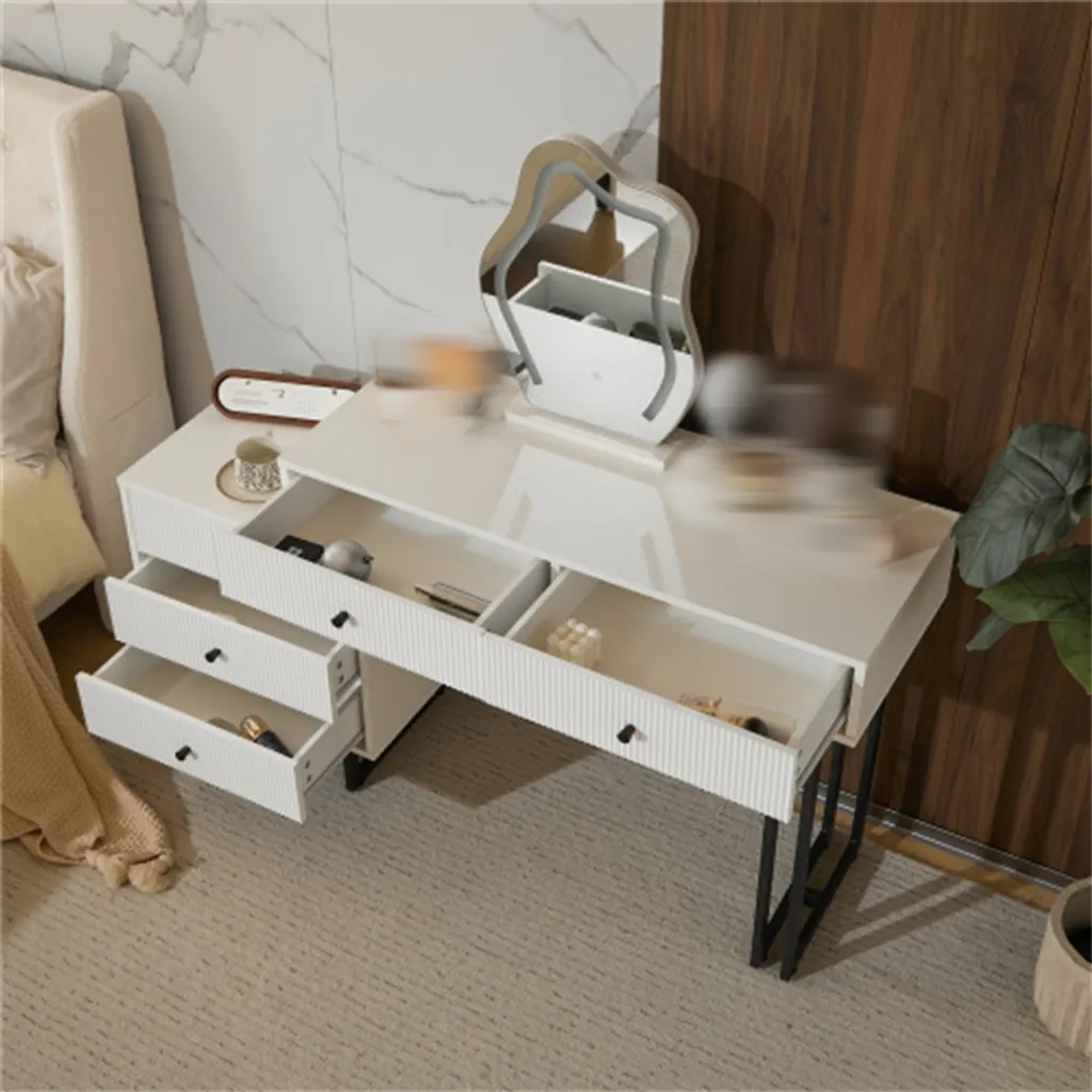 Coiffeuse Miroir LED Tactile Intensité Variable avec Plateau Extensible - 5