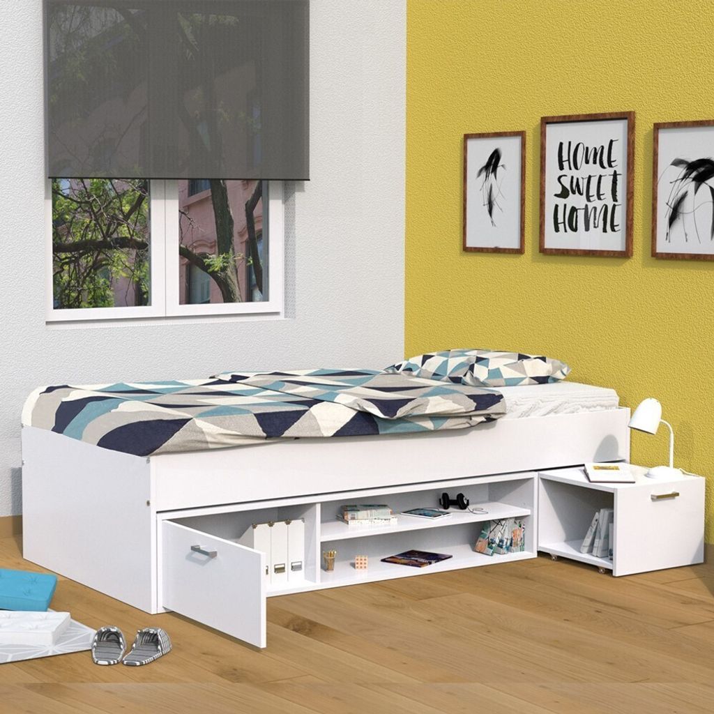 STAURAUMBETT TESS/ 90x190 - Weiß