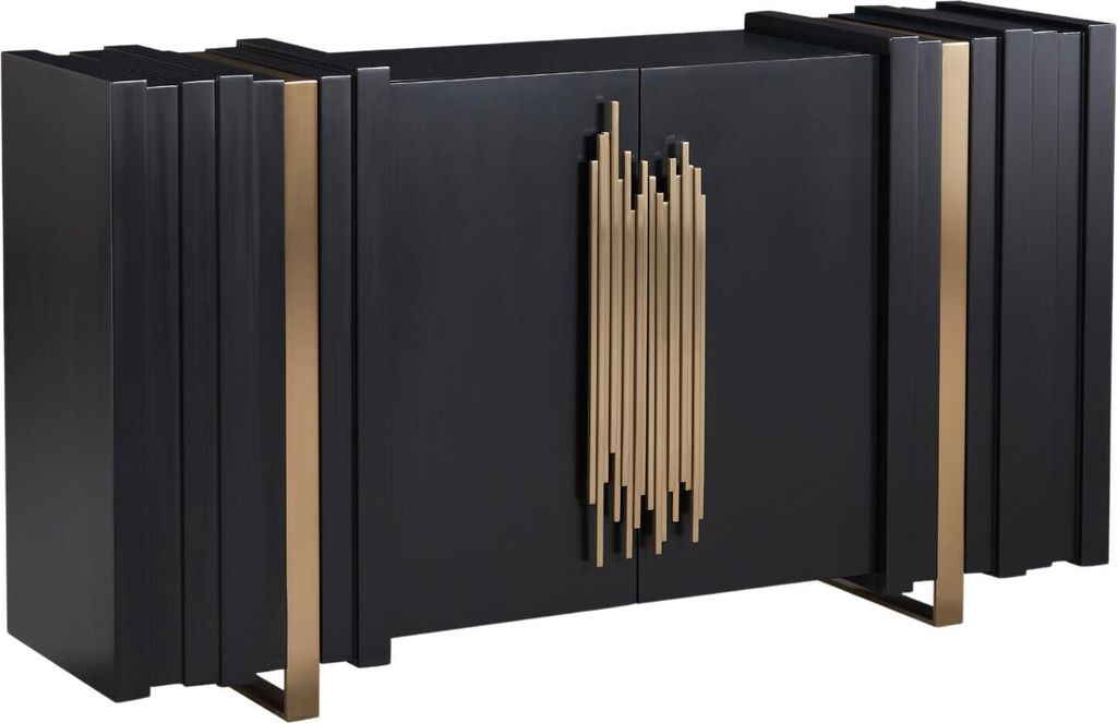 FURNLUX Anrichte Stilig Schwarz 160cm / Hauptfarbe: Schwarz / Abmessungen: 160 x 90 x 40 cm