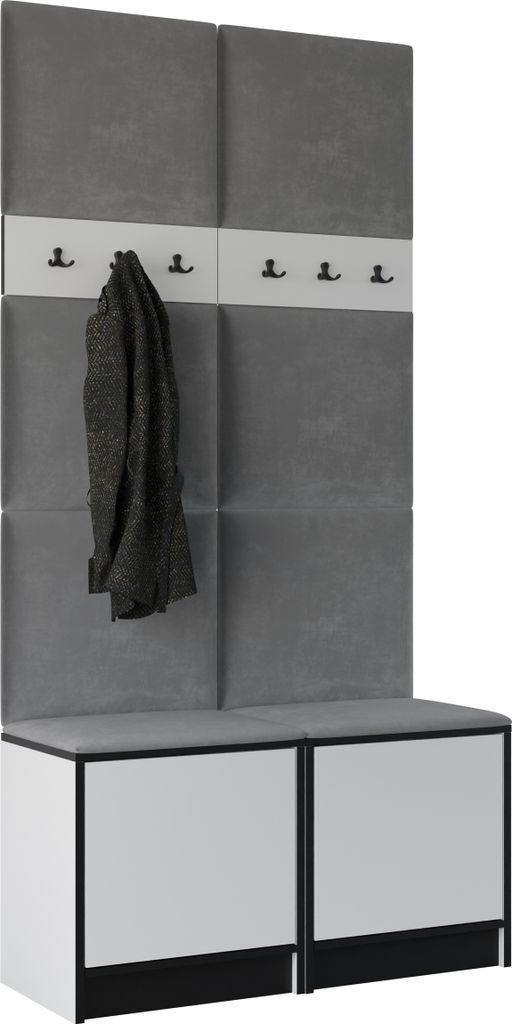 KIER FURNITURE Kleiderschrank EDEN, Schlafzimmer Schrank, Garderobeschrank, Flurschrank Weiß & Grau 106,4x205x39 cm