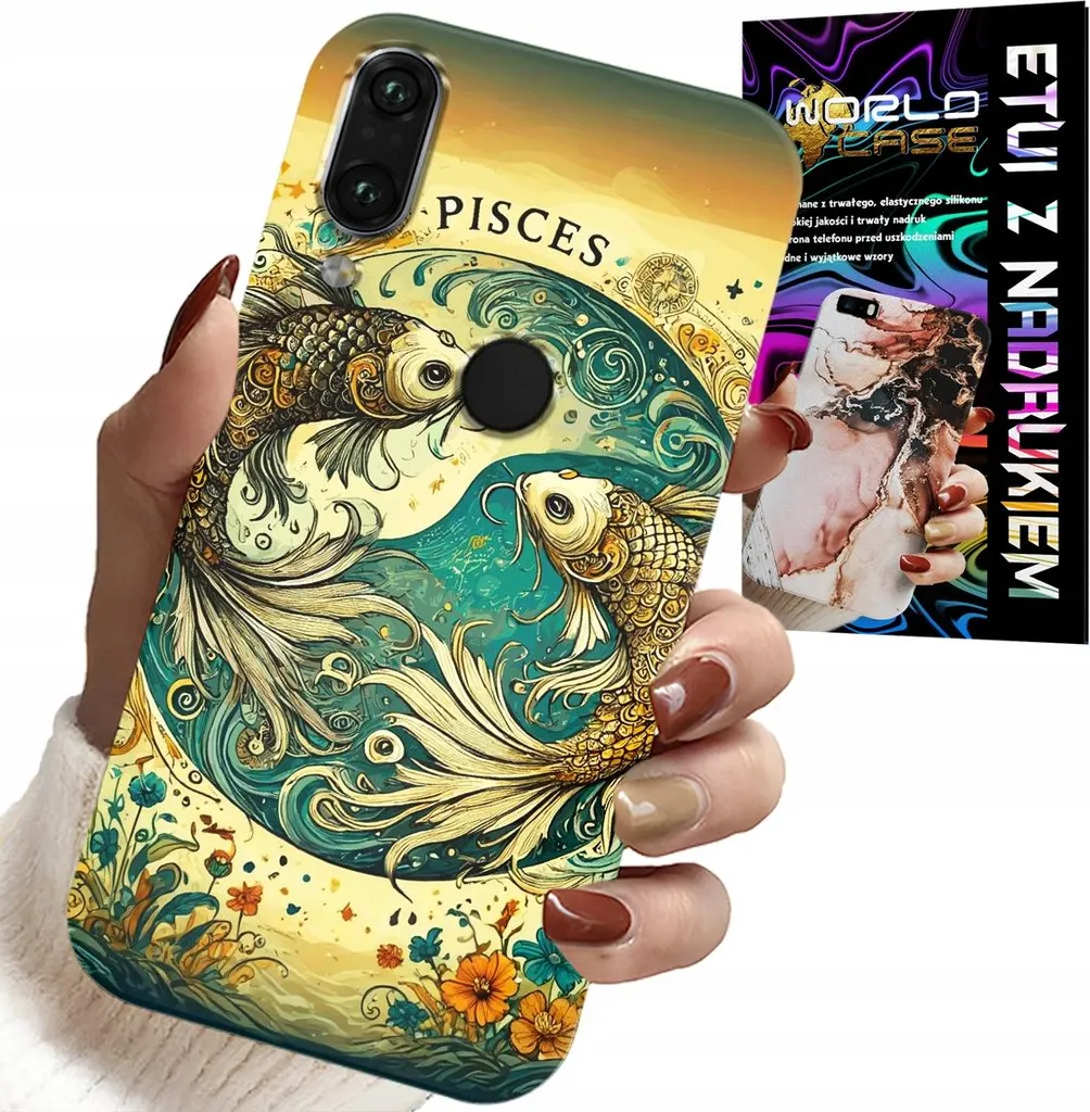 Custodia Huawei P Smart 2019 Pesci - Cover Astronomia con Lamina d'Oro