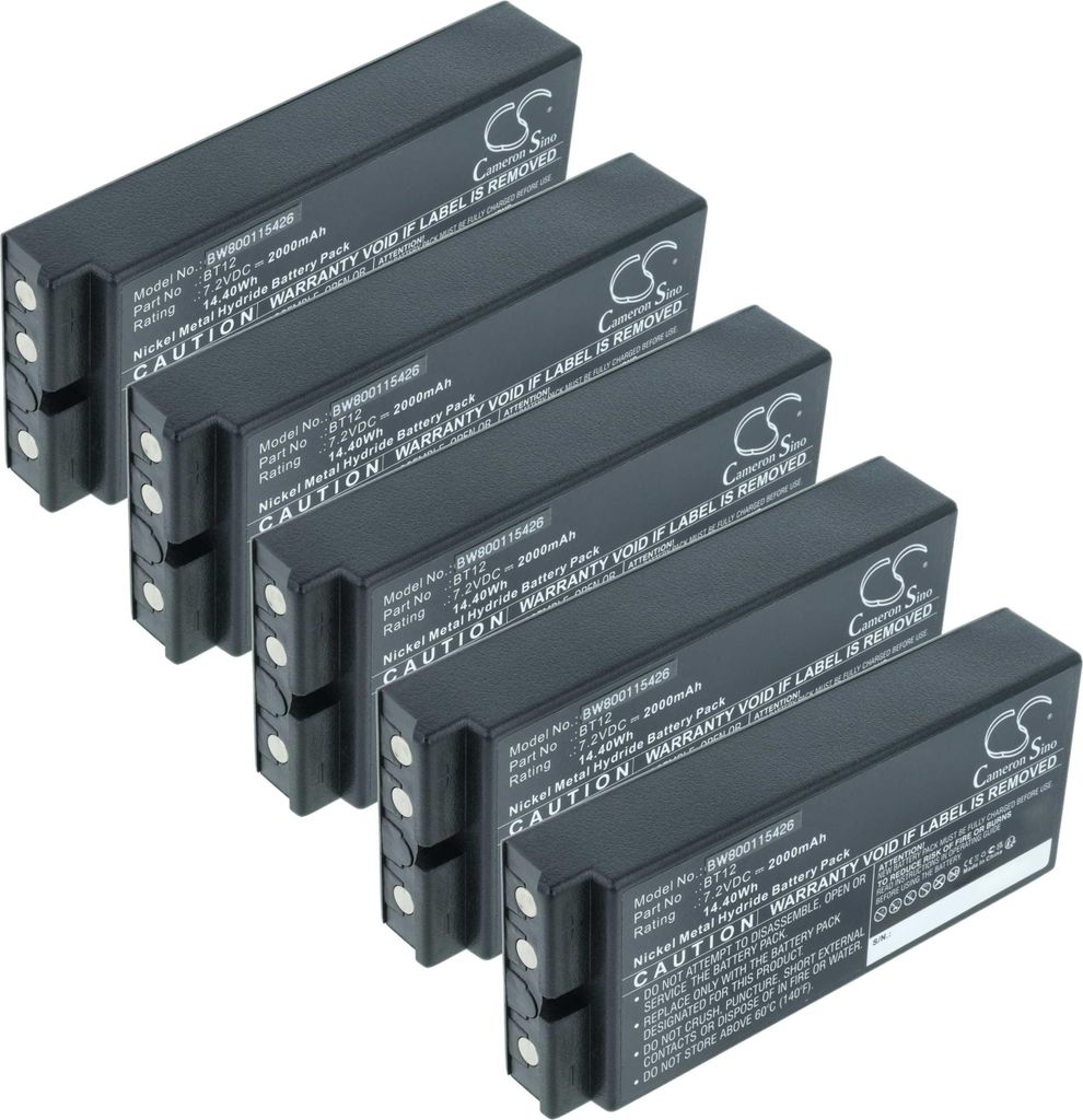 vhbw 5x Akku kompatibel mit Ikusi TM64 02, TM63, 2303696 Industrie-Funkfernsteuerung Fernbedienung (2000 mAh, 7,2 V, NiMH) - Schwarz