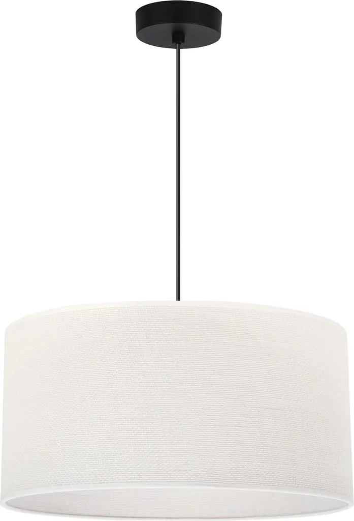 Suspension design plat 35 cm en jute bicolore noir et blanc culot E27