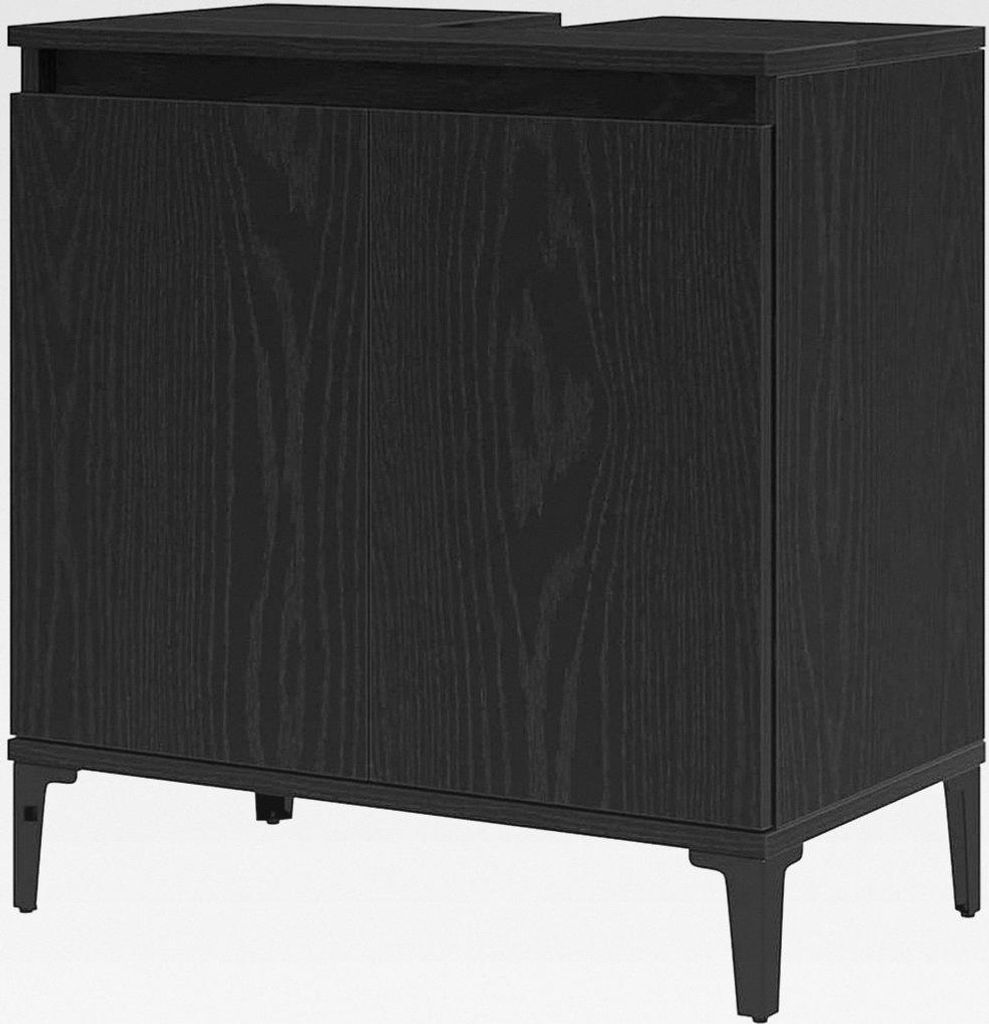 Spülenschrank Schwarze Eiche 58 x 33 x 60 cm Holzwerkstoff,Möbel,Schränke,Spiegel- & Waschbeckenunterschränke,Badezimmerwaschtische,Schwarz,12....