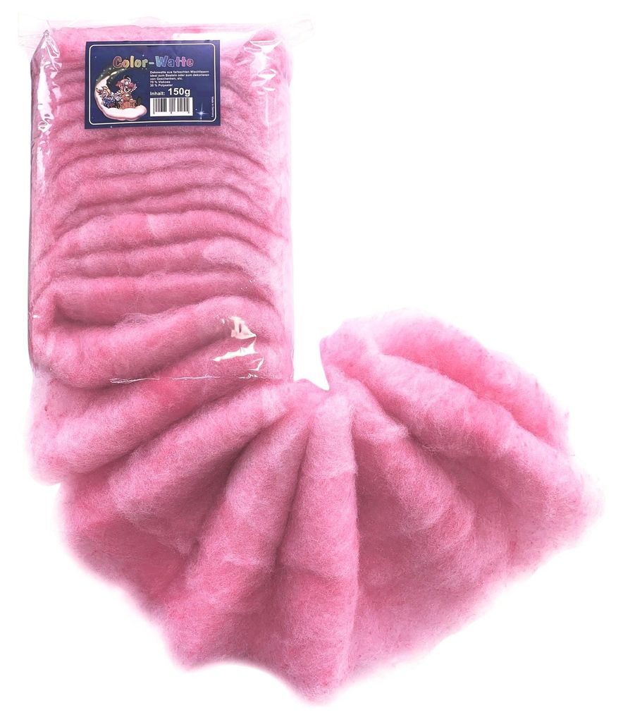 COLOR-WATTE, Farbwatte, farbige, bunte Dekowatte. 150g. ROSA