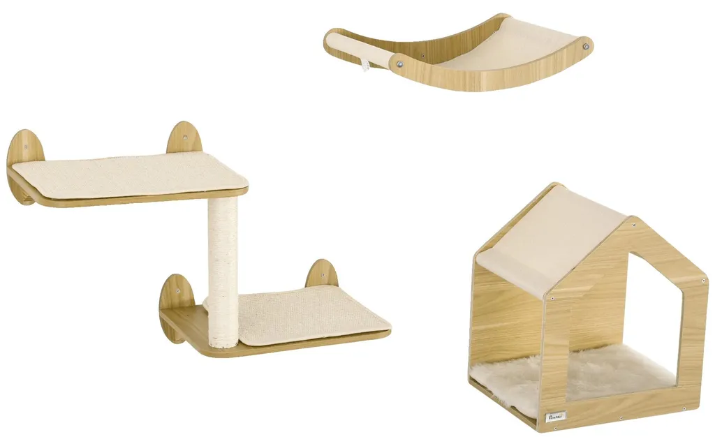 Plateforme pour chat en bois de chêne résistant - Design multi-niveaux