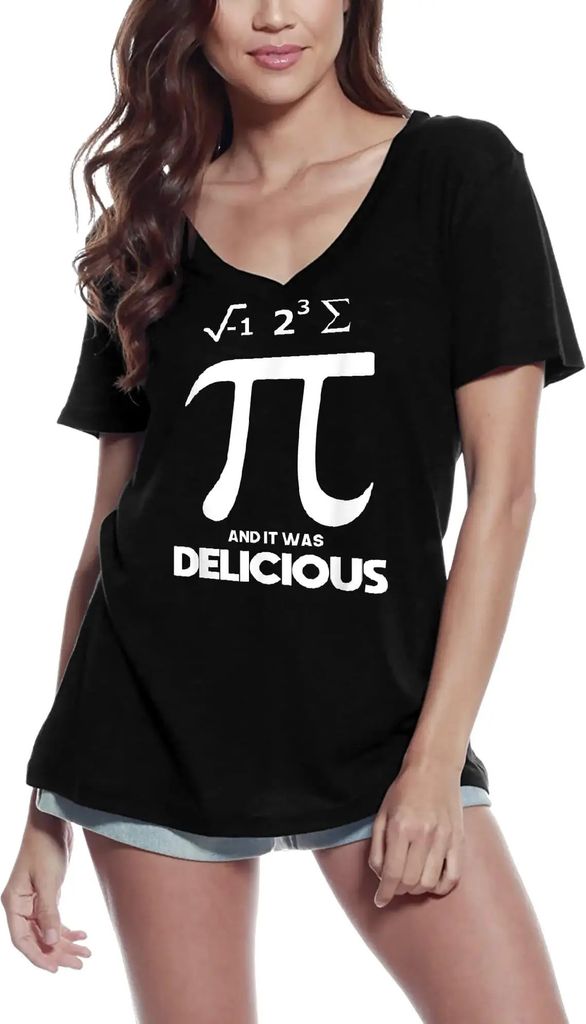 Damen Grafik T-Shirt V-Ausschnitt Ich habe etwas Pi gegessen und es war köstlich - Mathe-Nerds lieben – I Ate Some Pi And It Was Delicious - Math
