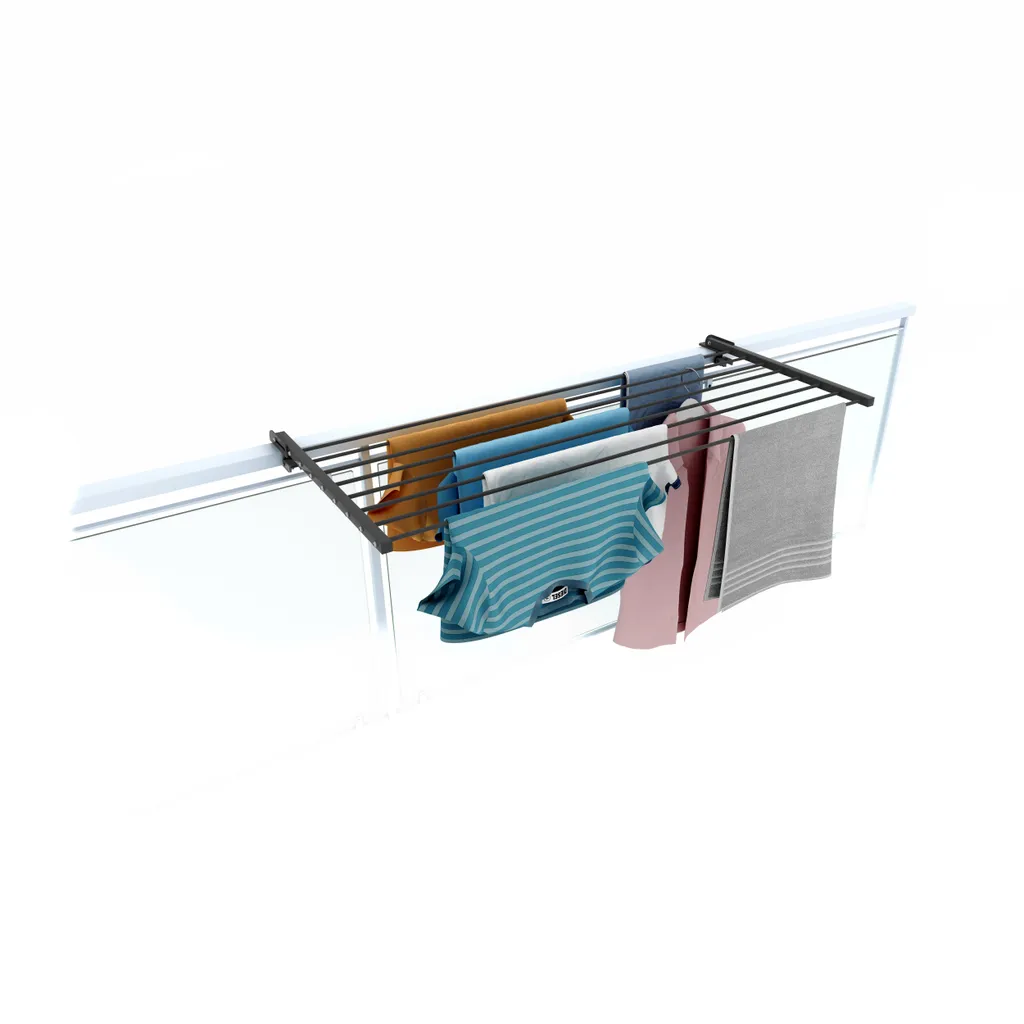 Foxydry Duo, stendibiancheria da balcone, stendibiancheria da balcone, stendibiancheria da balcone, pieghevole, robusto stendino da esterno in acciaio inox e alluminio, per terrazze, balconi e ringhiere - antracite 118 cm - 9