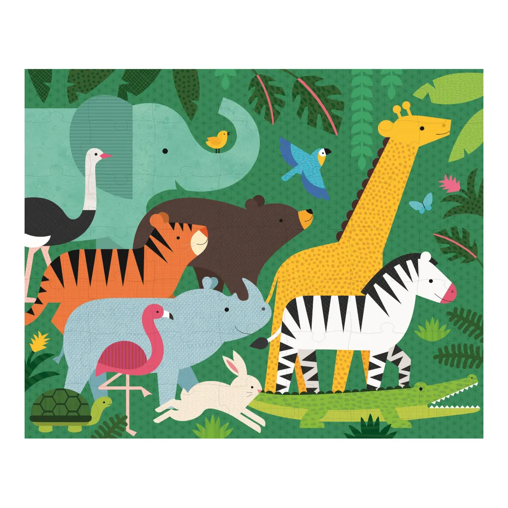 Puzzle Réversible Jungle pour Enfant - Jeu d'Éveil Petit Collage 2 en 1