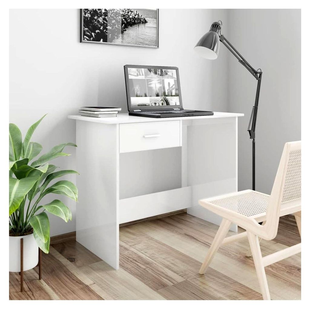 Schreibtisch Hochglanz-Weiß 100×50×76 cm Holzwerkstoff Gaming Tisch