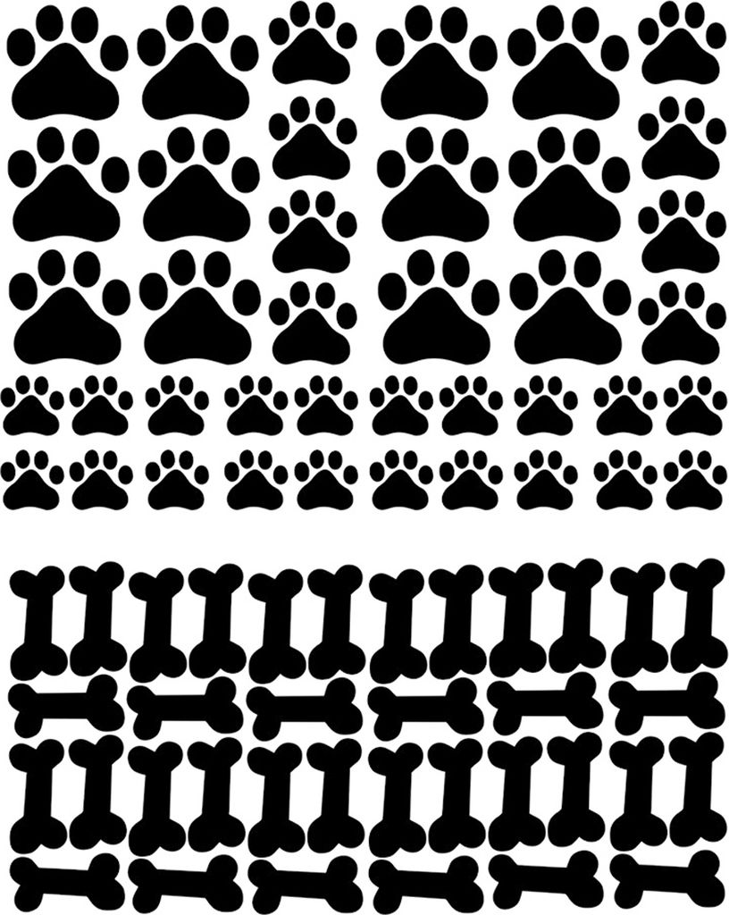 76 Stück Hundepfoten-Aufkleber, Pfotenabdruck-Aufkleber, Hundezimmer-Dekor für Wände, Hundewelpe, entfernbarer Wandaufkleber