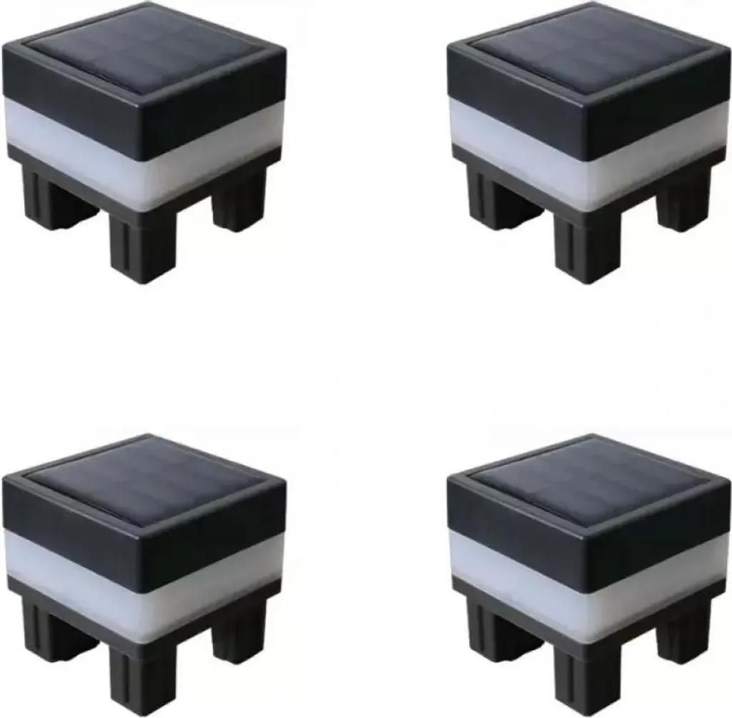 4X LED Solar Pfosten Säulenleuchte Zaun Solarlampe Kappen Produktbild 