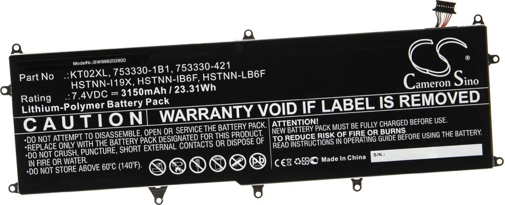 vhbw Akku Ersatz für HP 753330-1B1, HSTNN-I19X, 753330-421, HSTNN-LB6F, HSTNN-IB6F, KT02XL für kabellose Tastatur (3150 mAh, 7,4 V, Li-Polymer)