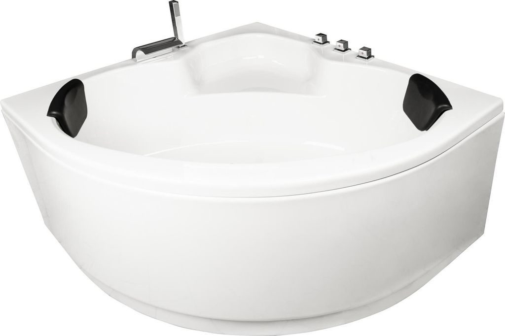 Basera Eck-Badewanne Maui 130 x 130 cm mit Wasserfall, LED-Ambiente und Kopfstützen