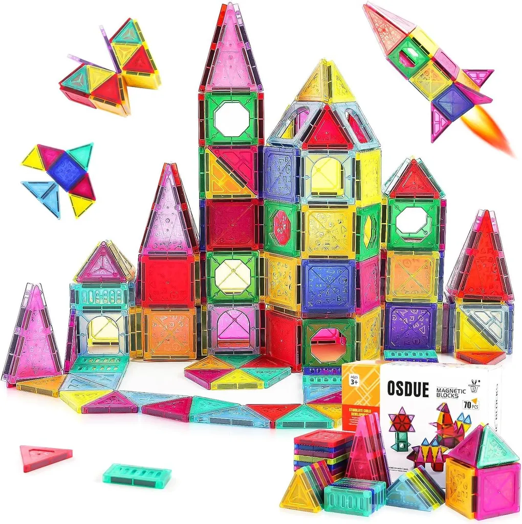 Jeu de construction magnétique 70 pièces : Adieu l'ennui des enfants