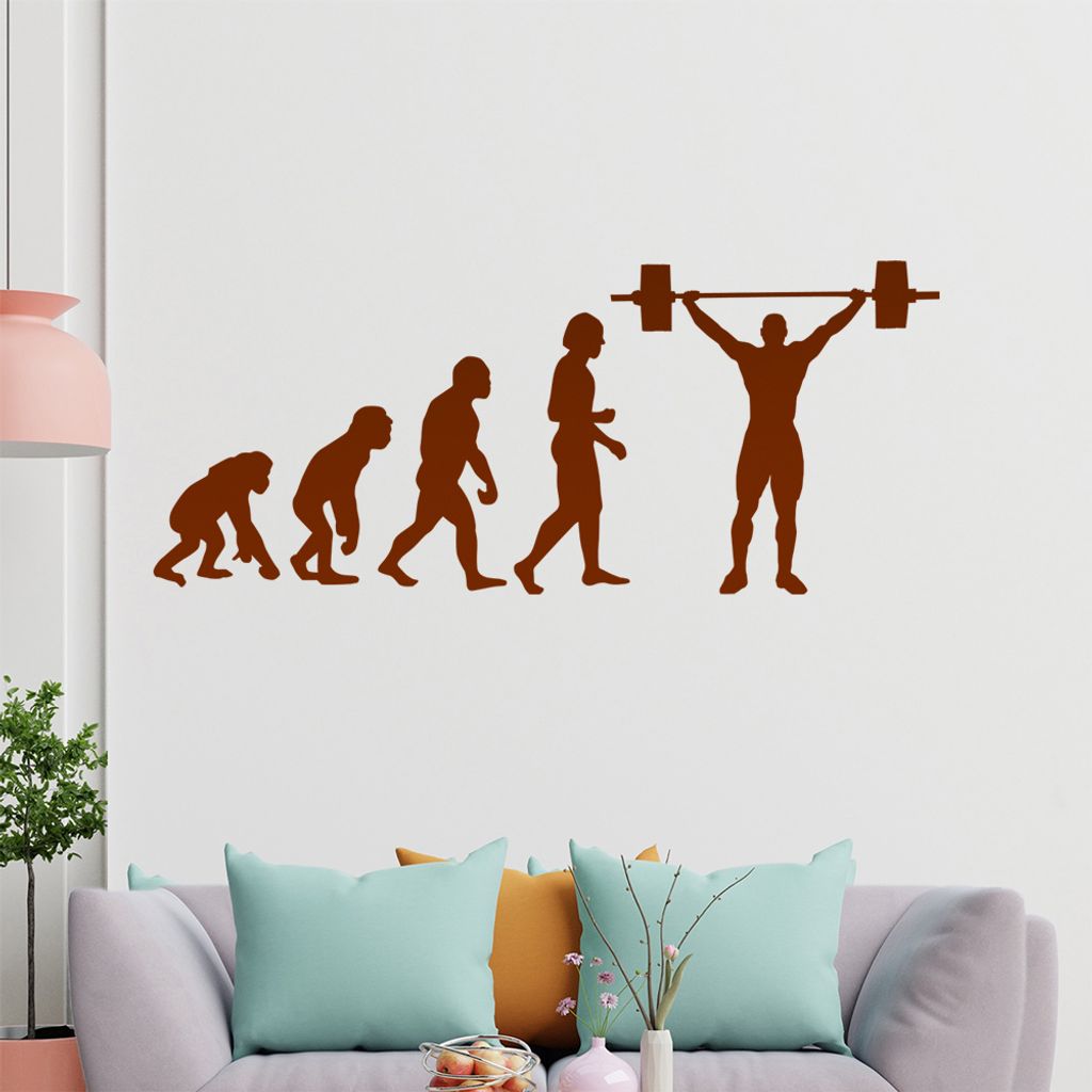 hauptsachebeklebt KIWISTAR Evolution Gewichtheber Charles Darwin Wandtattoo in 6 Größen - Wandaufkleber Wall Sticker - Dekoration, Küche, Wohnzi...