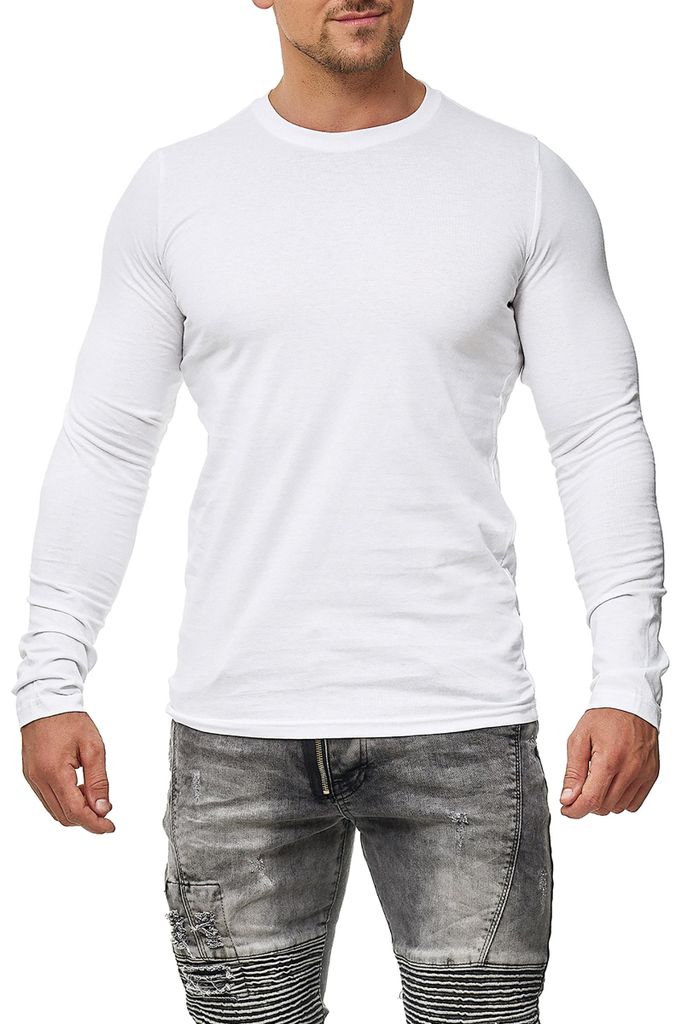 Mivaro Herren Langarmshirt Basic aus 100% Baumwolle – Produktbild 