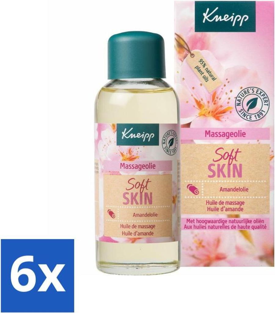 Kneipp - Massageöl - Hautzarte Mandelblüte - Für zarte & geschmeidige Haut - 100 ml - Vorteilspack - 6 Stücke