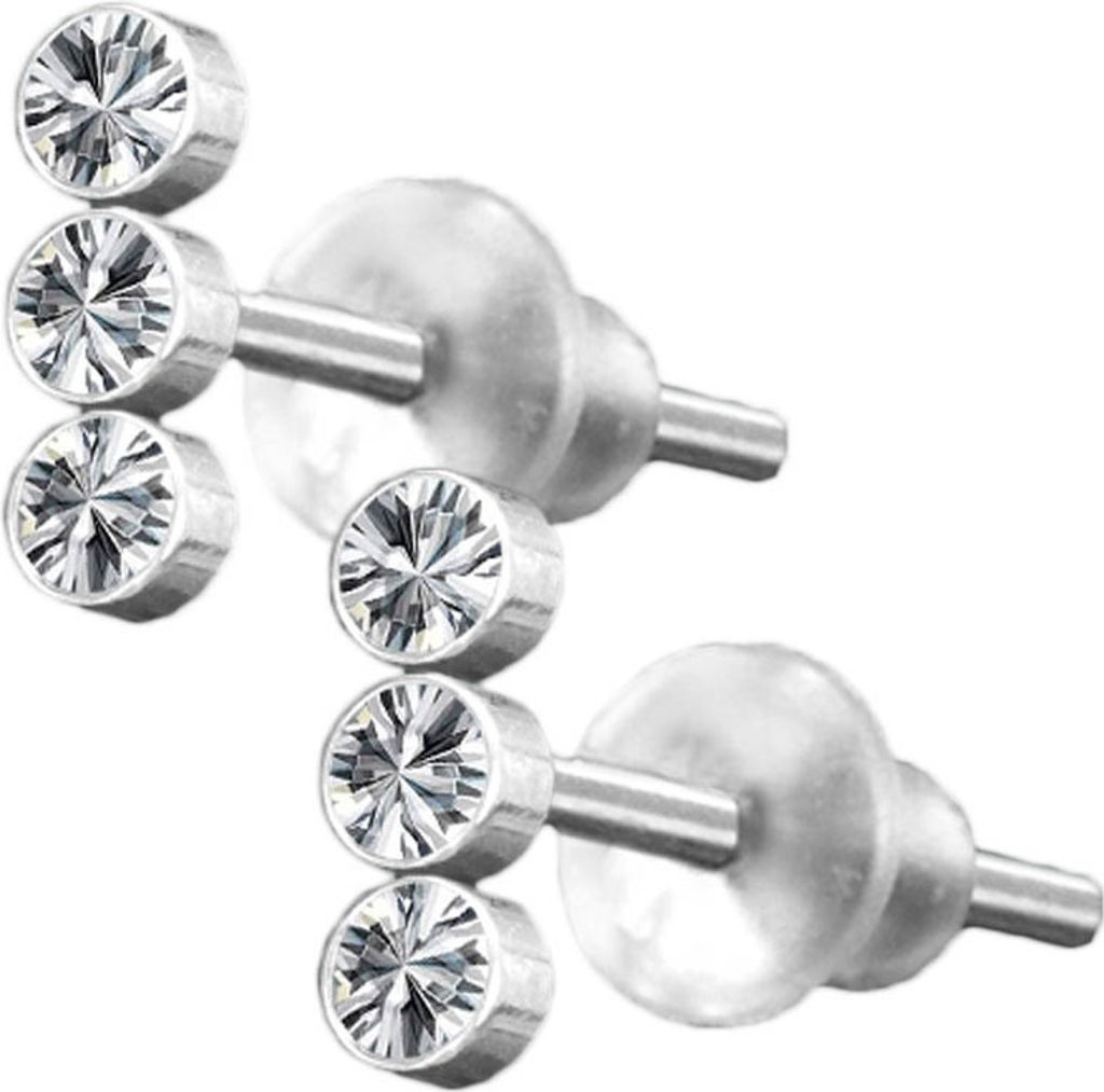 viva-adorno Ohrstecker klein 3 Zirkonia Kristall Trio Edelstahl Damen Mädchen Ohrringe Z570, silber
