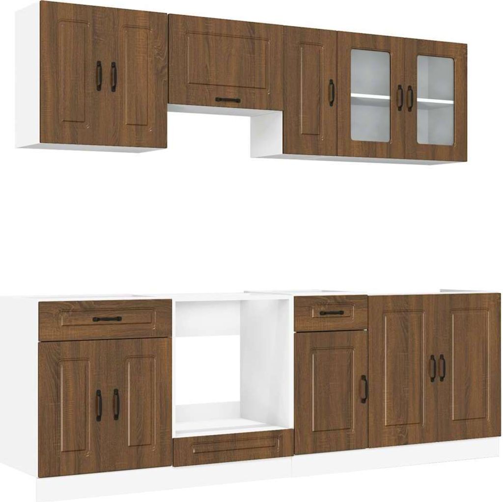 8-tlg. Küchenschrank-Set Kalmar Braun Eichen-Optik Holzwerkstoff