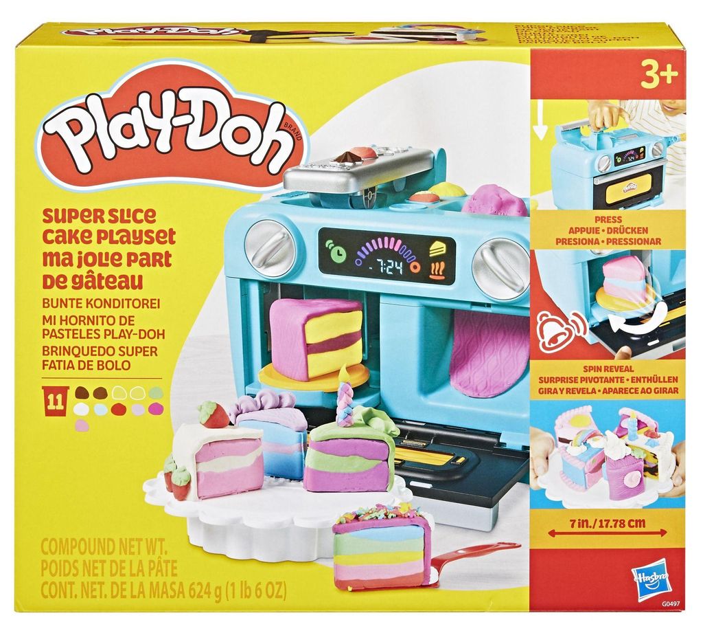 Play-Doh Super Slice Cake Play Kitchen Set, Knetmasse-Spielset, Mehrfarbig, Kind, 18 Stück(e), Kunststoff-Topf, Junge/Mädchen