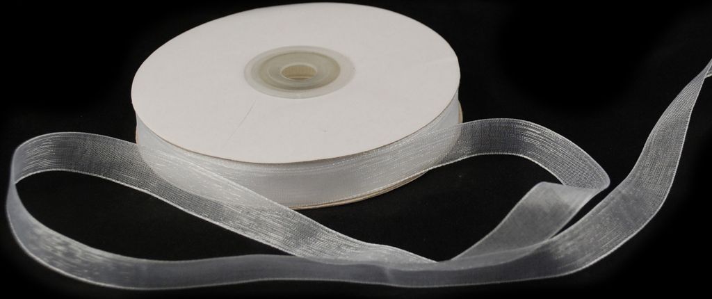 Organzaband 12 mm x 50 m weiss - Organzabänder Seiten abgenäht