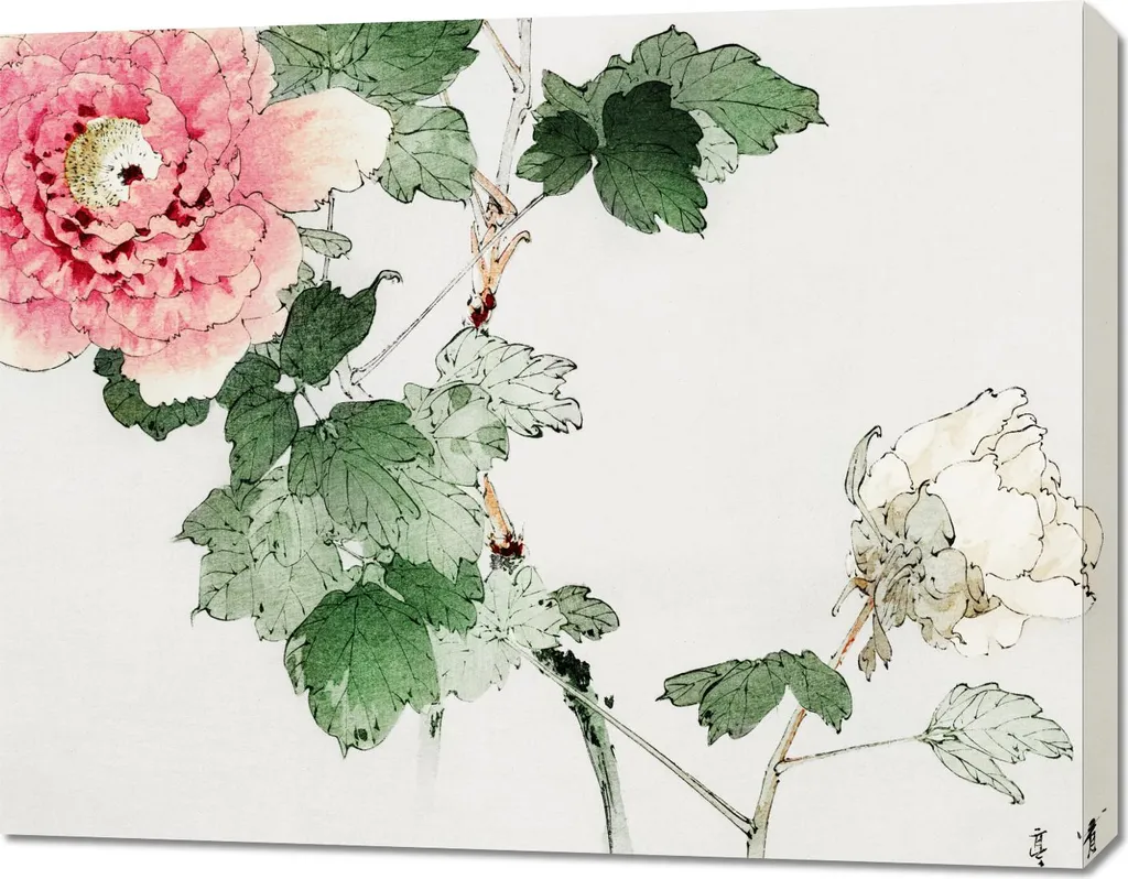 Tableau de salon japonais Tree Peony 90x70 pour habiller un mur vide