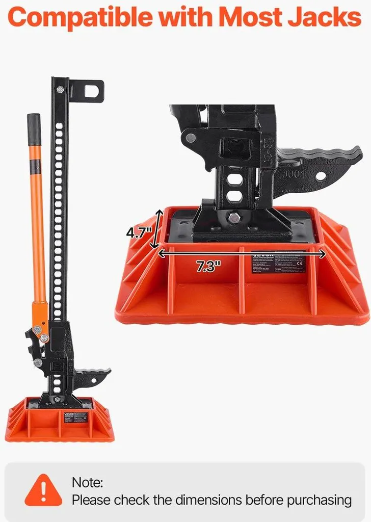 Base de cric tout-terrain rouge de 29cm avec support de poignée solide
