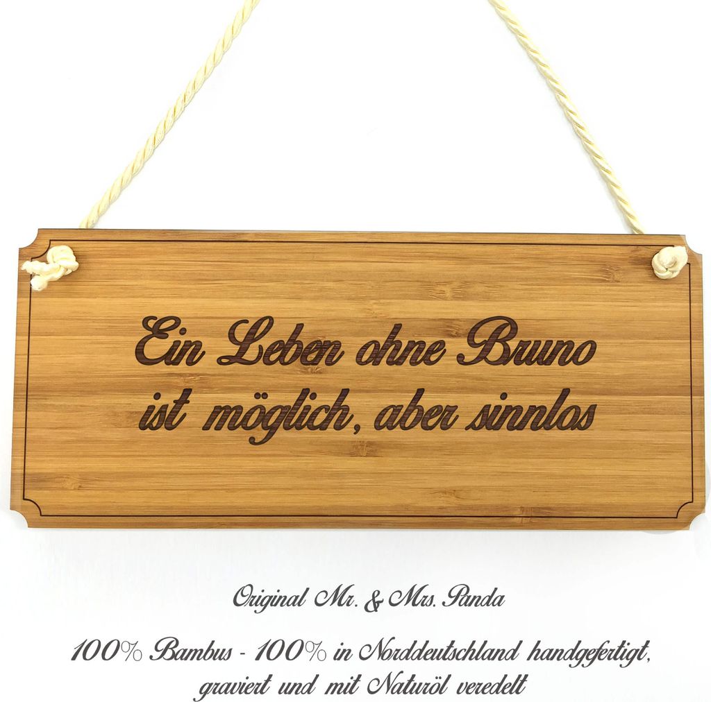 Mr. & Mrs. Panda Schild Bruno - Geschenk, Landhaus, Hinweisschild, Holz Wegweiser, Shabby, Holzschild, Graviert, Türschild, Geschenkidee