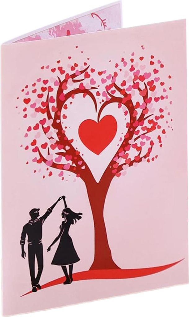 Pop-Up-Liebeskarte, 3D-Liebesherzen, Baum, Paarkarte, Valentinstag, Liebesgrußkarte, Hochzeitstag, Geschenk für Sie und Ihn