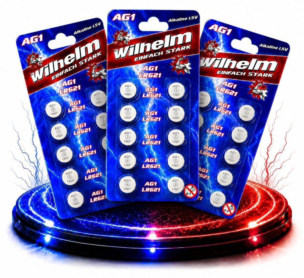 30 x AG1 Wilhelm Knopfzellen Knopfbatterien Uhrenbatterien Produktbild 