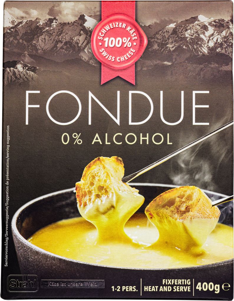 Food-United Käsefondue alkoholfreie Fertigmischung 400 g Schweizerkäse für Fondue-Topf oder Caquelon kräftig-cremig und zart-schmelzend zu Bagu...