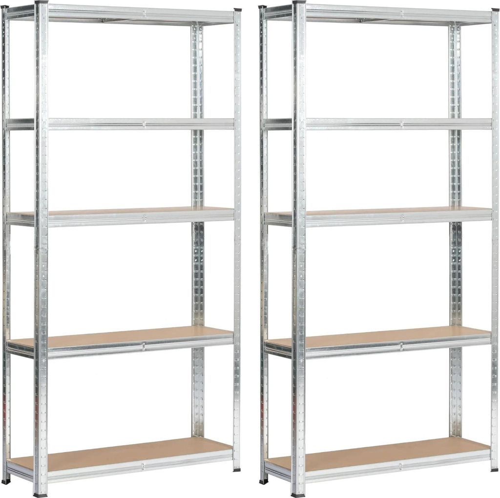 Regalset: zehn Regale, Farbe: verzinktes Silber, Möbelmaße: B: 90 cm, H: 180 cm, T: 30 cm