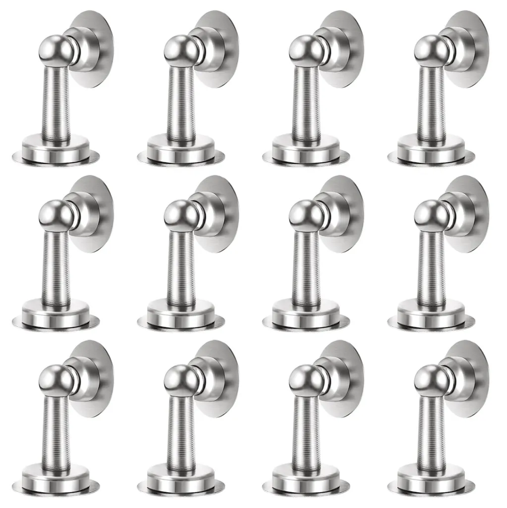 Arrêt de Porte Magnétique en Inox Argenté Lot de 12 Fixation Sans Trou