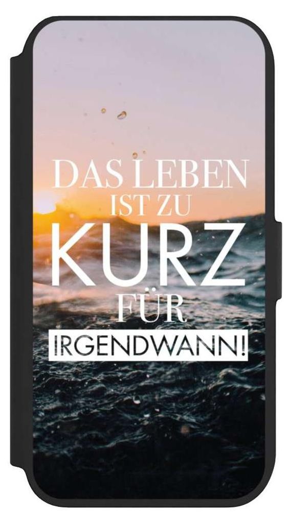 NIVOCASE Klapphülle für Apple iPhone SE (2022) Handyhülle aus Kunst Leder NIVOflip schwarz Meer Statement Spruch