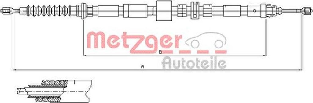METZGER Handbremsseil Seilzug Feststellbremse für FORD MONDEO III Kombi (BWY) Hinten Links Hinten Rechts Links 11.5512
