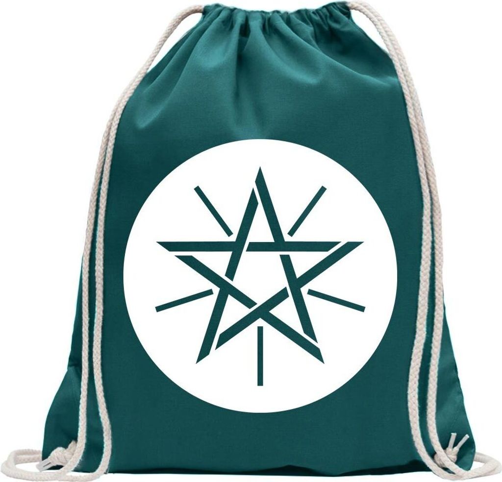 Kiwistar - Turnbeutel - petrol - Äthiopien Wappen - Fun Rucksack Sport Beutel Gymsack Baumwolle mit Ziehgurt
