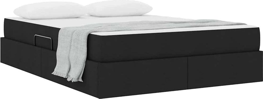 (Design 2026) Aufbewahrungsbett mit Matratze Schwarz 140 x 200cm Polyester - HOMMIE 111587 - Klassische BettenJugendbett Tagesbett