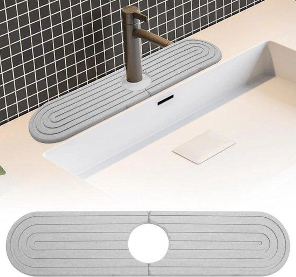 Küchen- und Badezimmer-Wasserhahnmatte mit Schutzbeschichtung, 40 x 10 cm, Lichtgriß