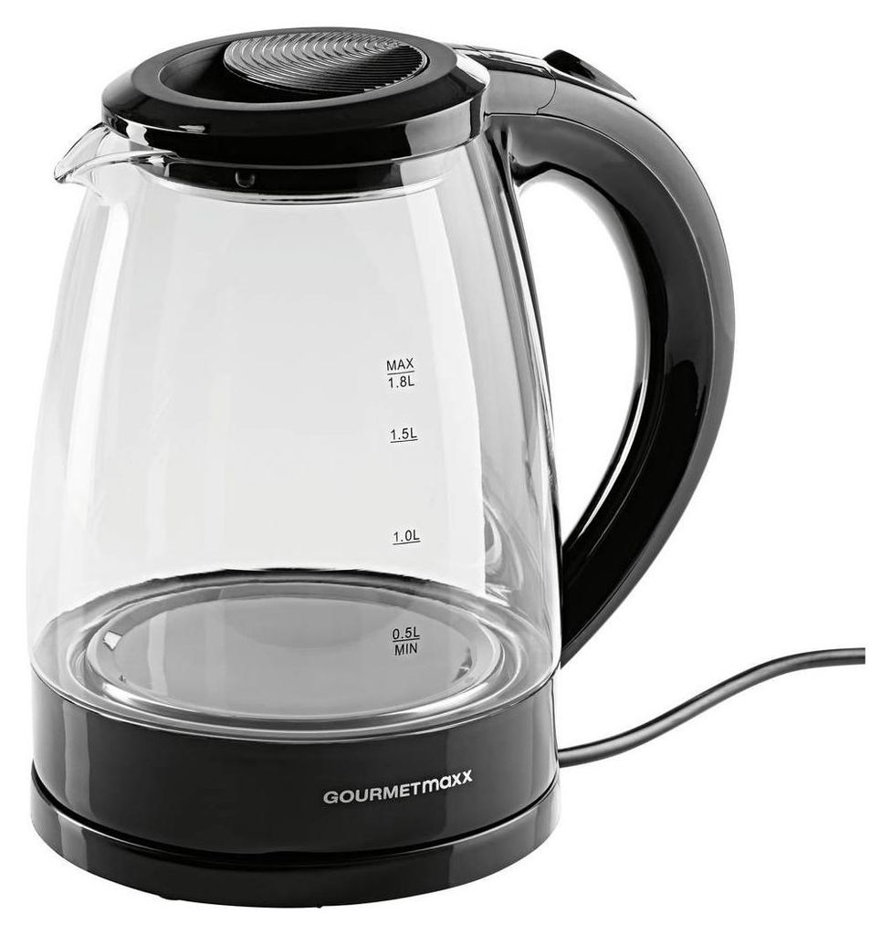 GOURMETmaxx Glazen waterkoker, 1,8 liter, 1800W, zwart Productafbeelding 