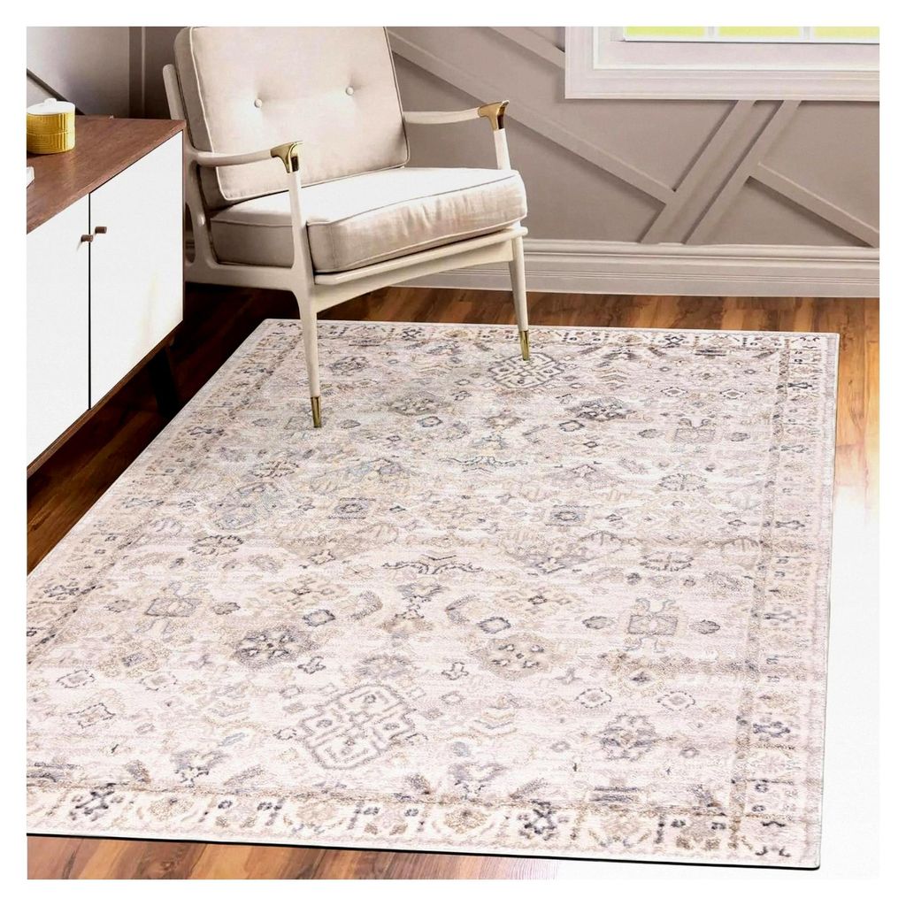 Teppich - Orientalischer Ethno-Teppich - Teppich für Wohnzimmer, Schlafzimmer, Esszimmer, Büro - Kurzflor Rechteckig - - Beige Weiß - 250 x 350 cm