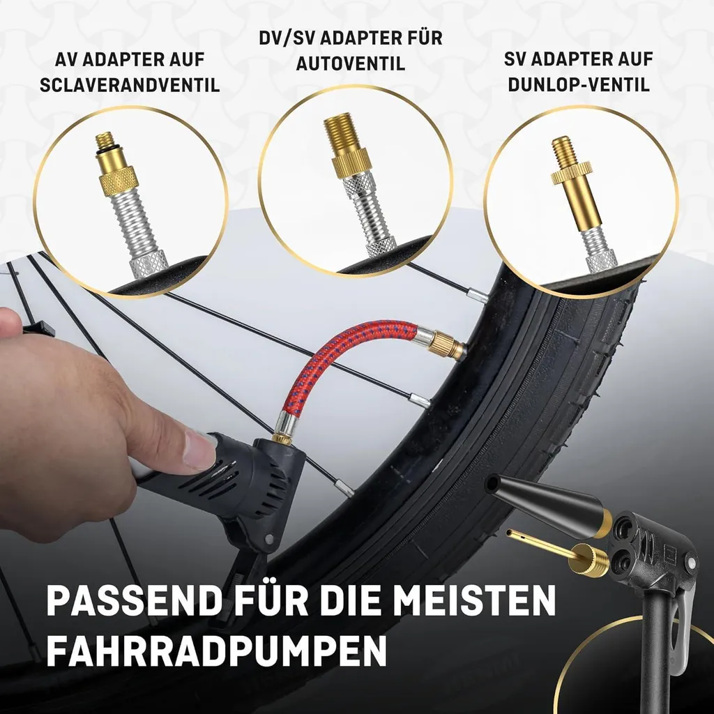Pompe à vélo en laiton - Kit d'valve pour vélo - Adaptateurs pompe à Pompe à vélo en laiton - Kit d'valve pour vélo - Adaptateurs pompe à