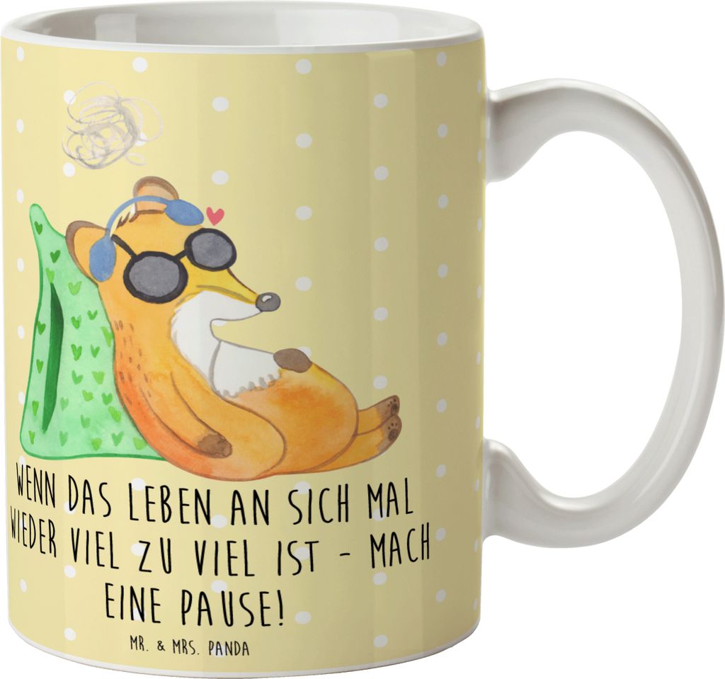 Mr. & Mrs. Panda Tasse Fuchs Neurodiversität - Gelb Pastell - Geschenk, Teetasse, Trinkbecher, PEM, Kaffeetasse, für büro, Fatigue, schöne