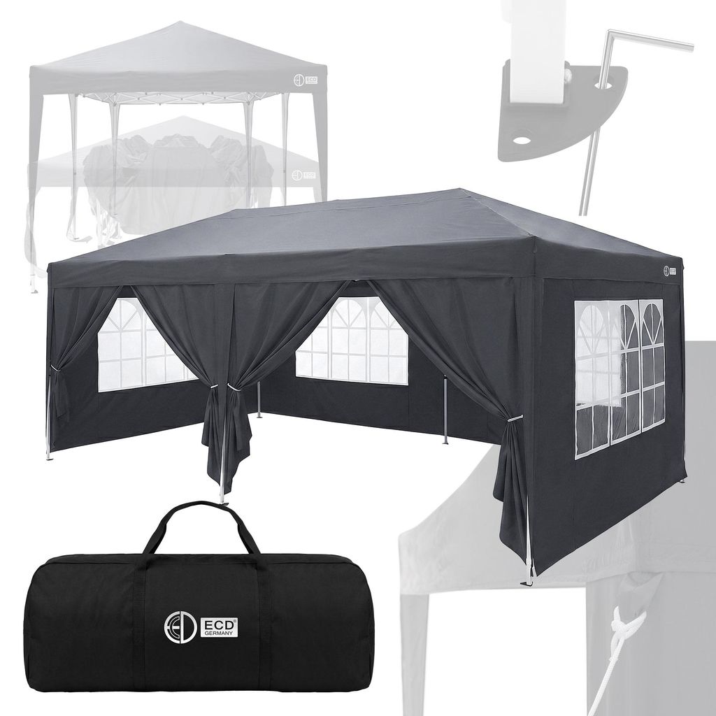 ECD Germany Pavillon 3x6 m Anthrazit Wasserdicht Stabil Produktbild 