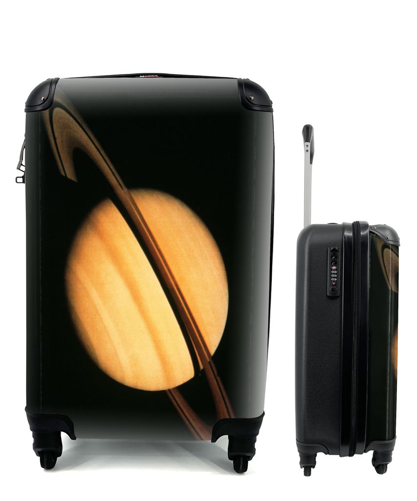 MuchoWow Koffer Handgepäck Trolley Rollkoffer Kleine Reisekoffer mit 4 Rollen - Saturn und sein Ring im Weltraum - Cabin Size < 55x40x23 cm & 55...